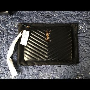 NEW Saint Laurent Medium Leather Wristlet